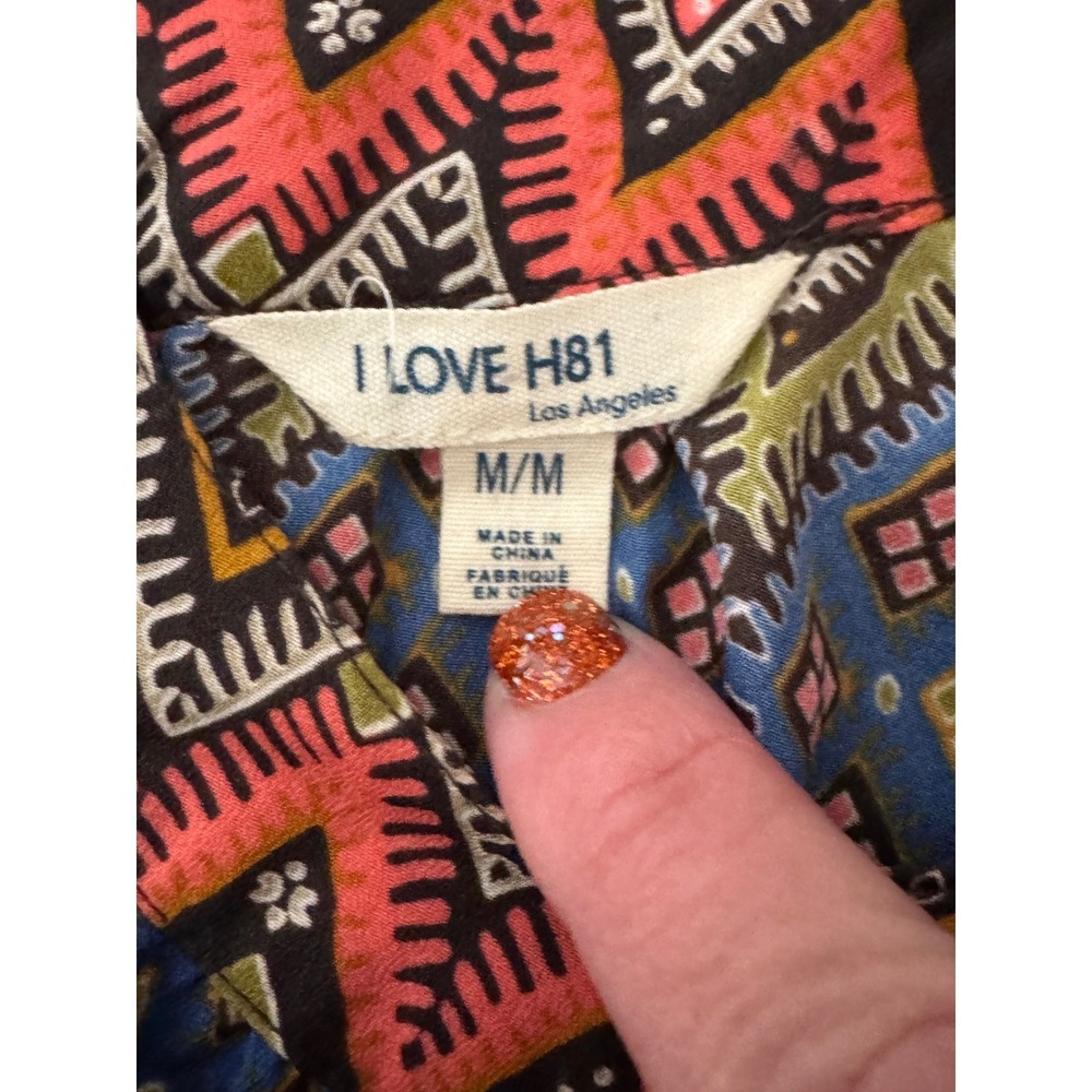 I LOVE H81 Los Angeles Womens Medium Multicolor Diamond Print Dress Sleeveless - Picture 5 of 7